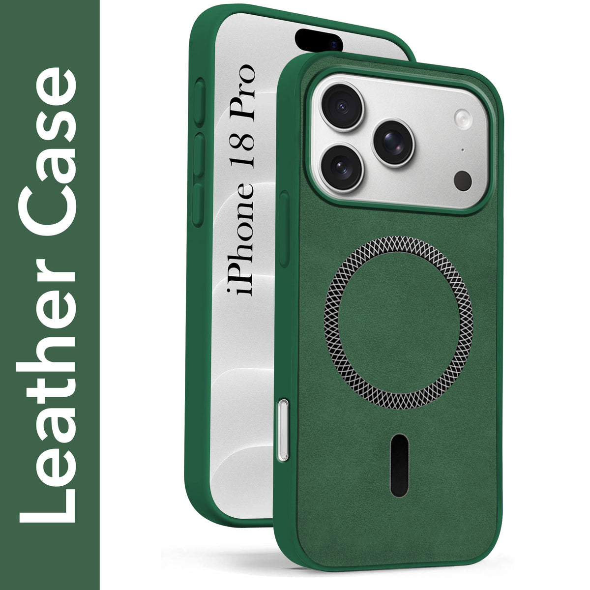 For Apple iPhone 18 Pro Back Cover Case Leather Finish (MagSafe Compatible Wireless Charging | Soft Touch | Camera Bump Protection)
