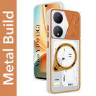 For Vivo Y100 5G Metallic Back Cover Case (Metallic Camera Protection & Buttons | Translucent Milky Shade | Hard Polycarbonate)