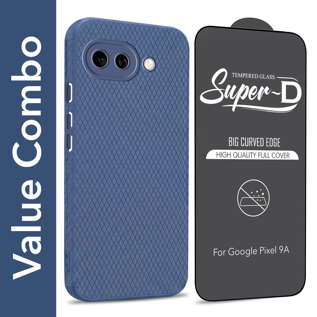 For Google Pixel 9A Combo with Back Cover and 9H Tempered Glass (Liquid Silicone | Camera Protection | Oleophobic Coating Screen Glass)
