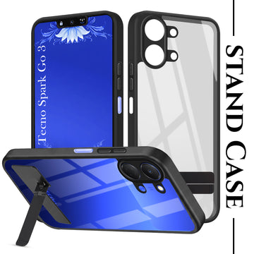 For Tecno Spark Go 3 Back Cover Case (Built-in Stand | Lifetime Anti Yellow | Kickstand Shockproof | Camera Protection | MagSafe Compatible)