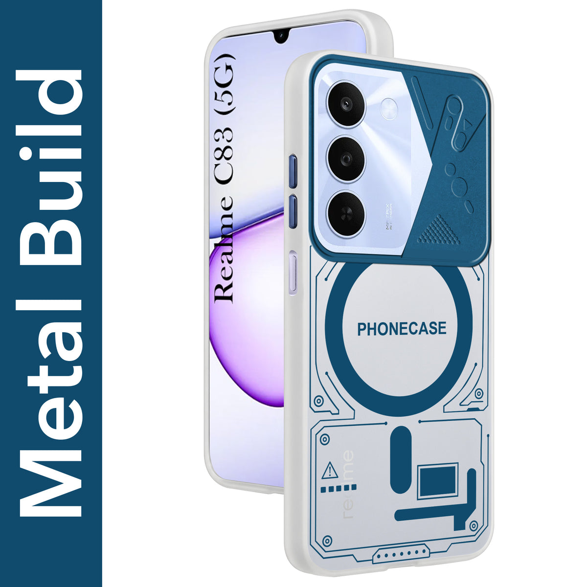For Realme C83 5G Metallic Back Cover Case (Metallic Camera Protection & Buttons | Translucent Milky Shade | Hard Polycarbonate)