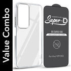 For Vivo Y29 Combo with Back Cover and 9H Tempered Glass (Lifetime Anti-Yellow | Sleek Hard Crystal | Oleophobic Coating Screen Glass)