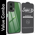 For Motorola Moto G35 5G Combo with Back Cover and 9H Tempered Glass (Lifetime Anti-Yellow | Crystal Clear Shockproof | Oleophobic Coating Screen Glass)