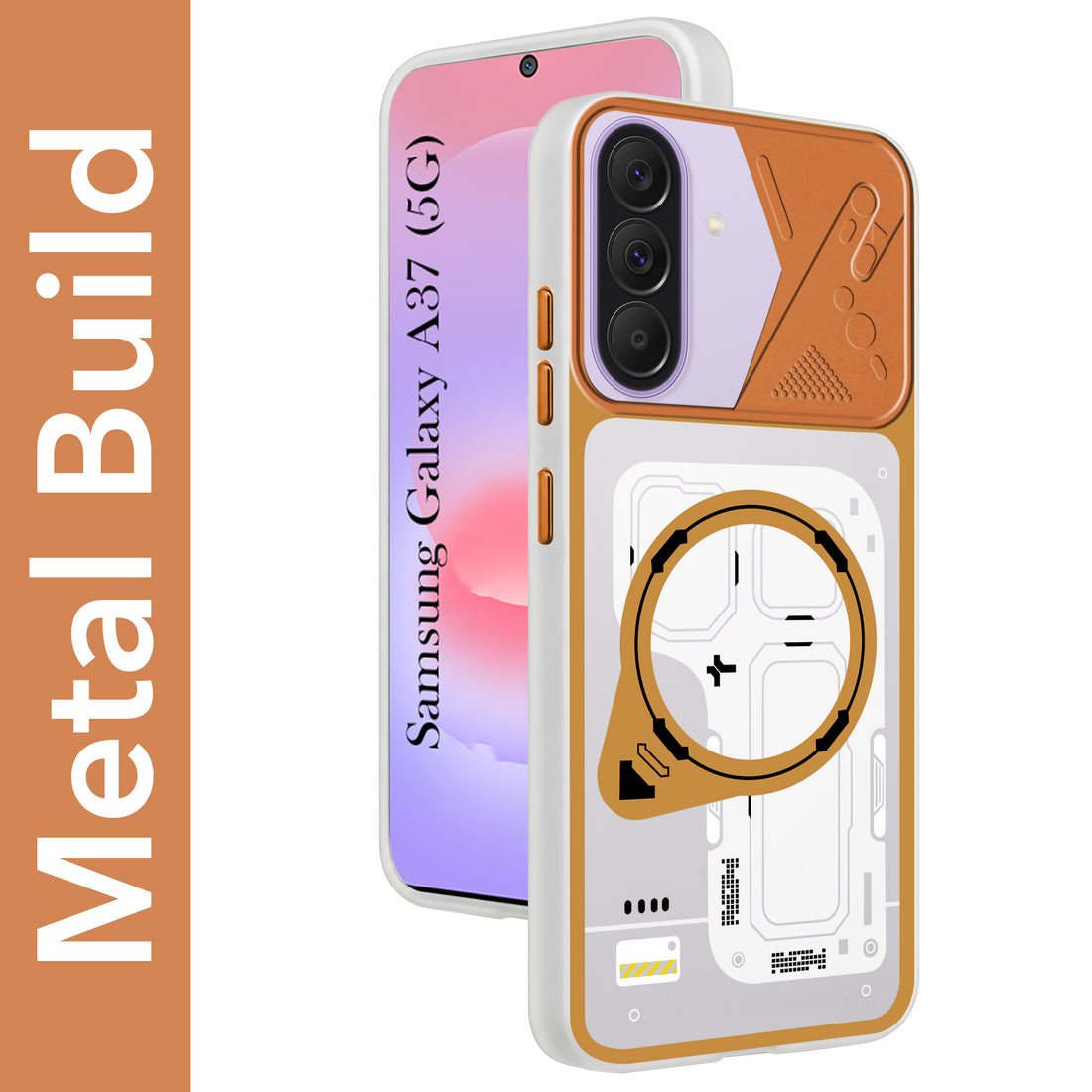 For Samsung Galaxy A37 5G Metallic Back Cover Case (Metallic Camera Protection & Buttons | Translucent Milky Shade | Hard Polycarbonate)