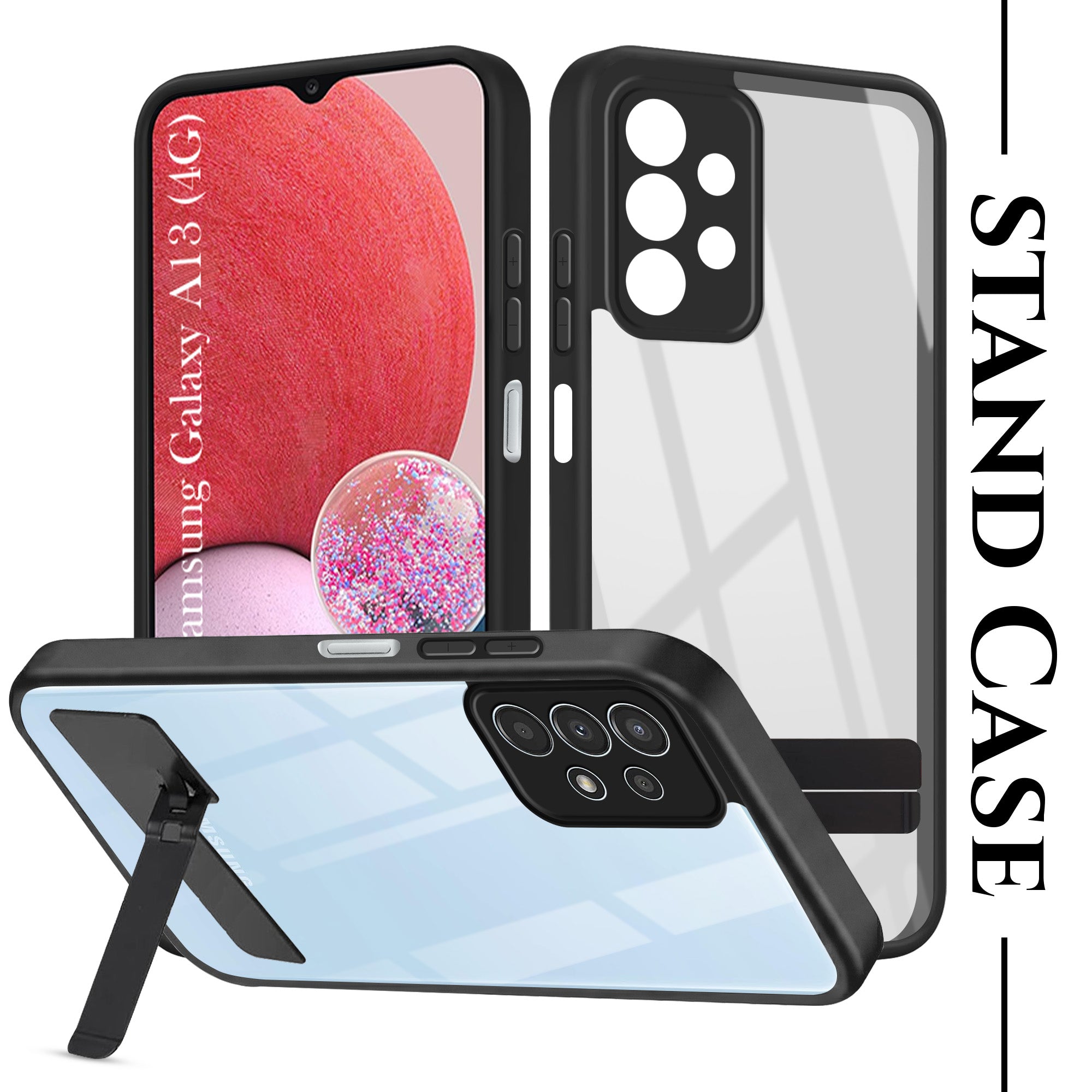 For Samsung Galaxy A13 4G Back Cover Case (Built-in Stand | Lifetime Anti Yellow | Kickstand Shockproof | Camera Protection | MagSafe Compatible)