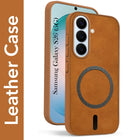 For Samsung Galaxy S26 5G Back Cover Case Leather Finish (MagSafe Compatible Wireless Charging | Soft Touch | Camera Bump Protection)