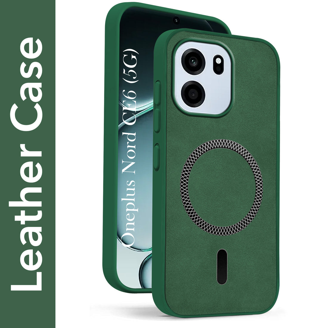 For Oneplus Nord CE 6 Back Cover Case Leather Finish (MagSafe Compatible Wireless Charging | Soft Touch | Camera Bump Protection)
