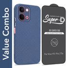 For Vivo Y51 Pro 5G | Vivo T5x Combo with Back Cover and 9H Tempered Glass (Liquid Silicone | Camera Protection | Oleophobic Coating Screen Glass)