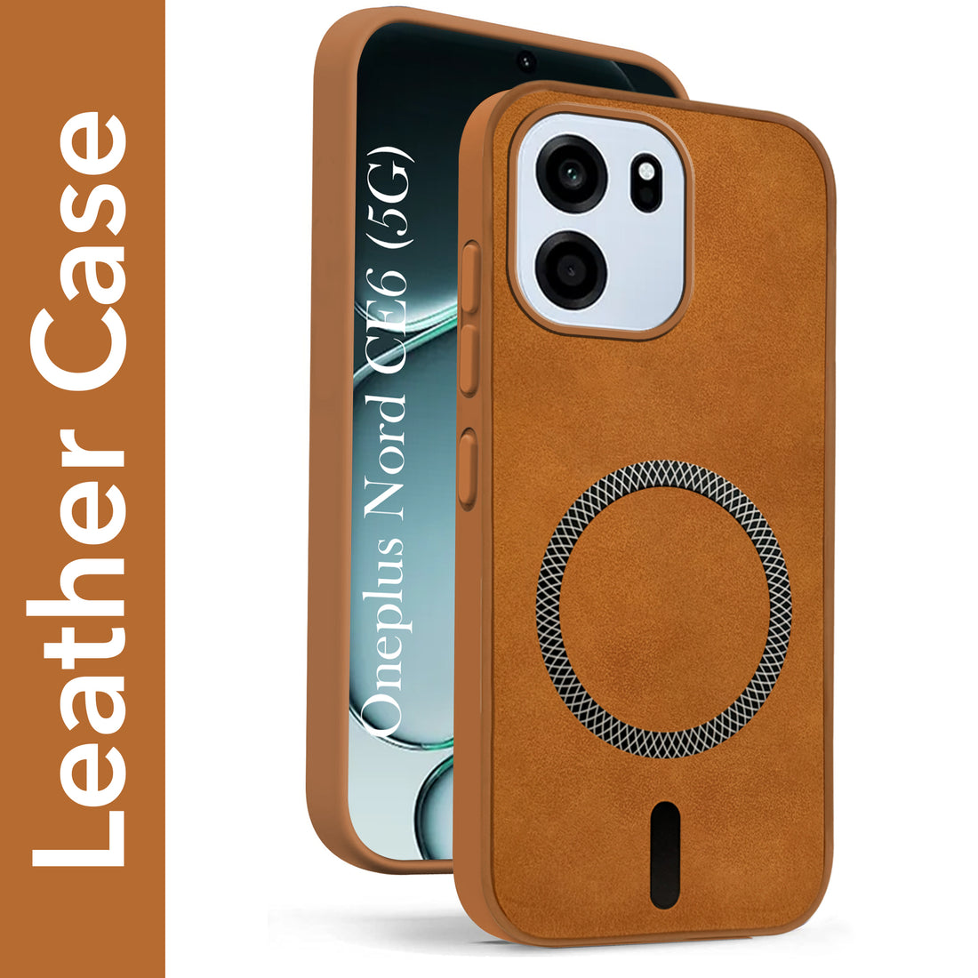 For Oneplus Nord CE 6 Back Cover Case Leather Finish (MagSafe Compatible Wireless Charging | Soft Touch | Camera Bump Protection)