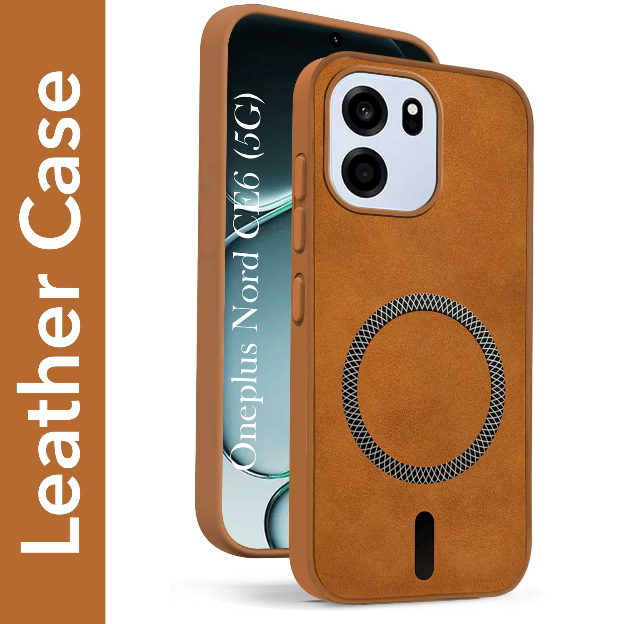 For Oneplus Nord CE 6 Back Cover Case Leather Finish (MagSafe Compatible Wireless Charging | Soft Touch | Camera Bump Protection)