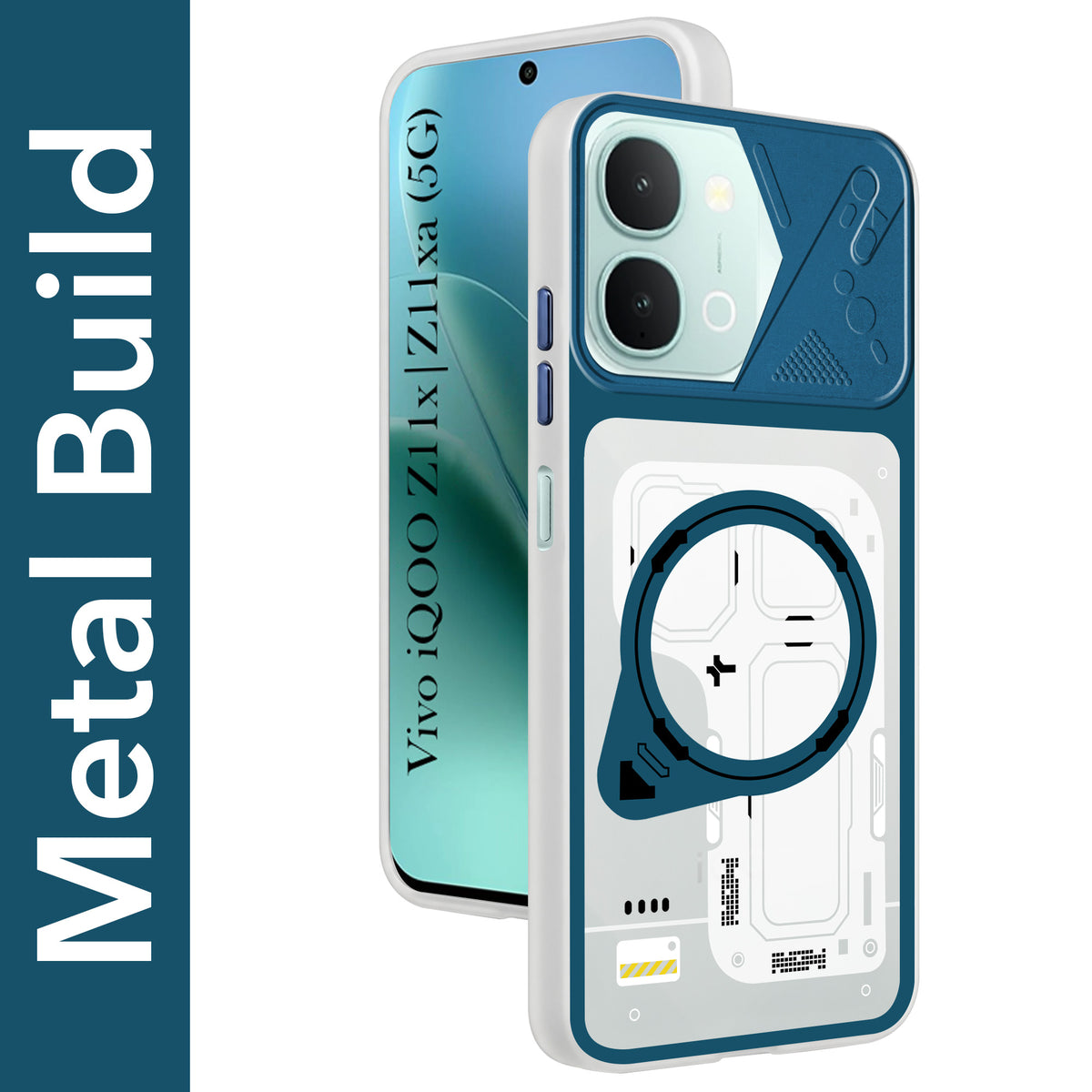 For Vivo iQOO Z11x 5G | Vivo iQOO Z11xa Metallic Back Cover Case (Metallic Camera Protection & Buttons | Translucent Milky Shade | Hard Polycarbonate)
