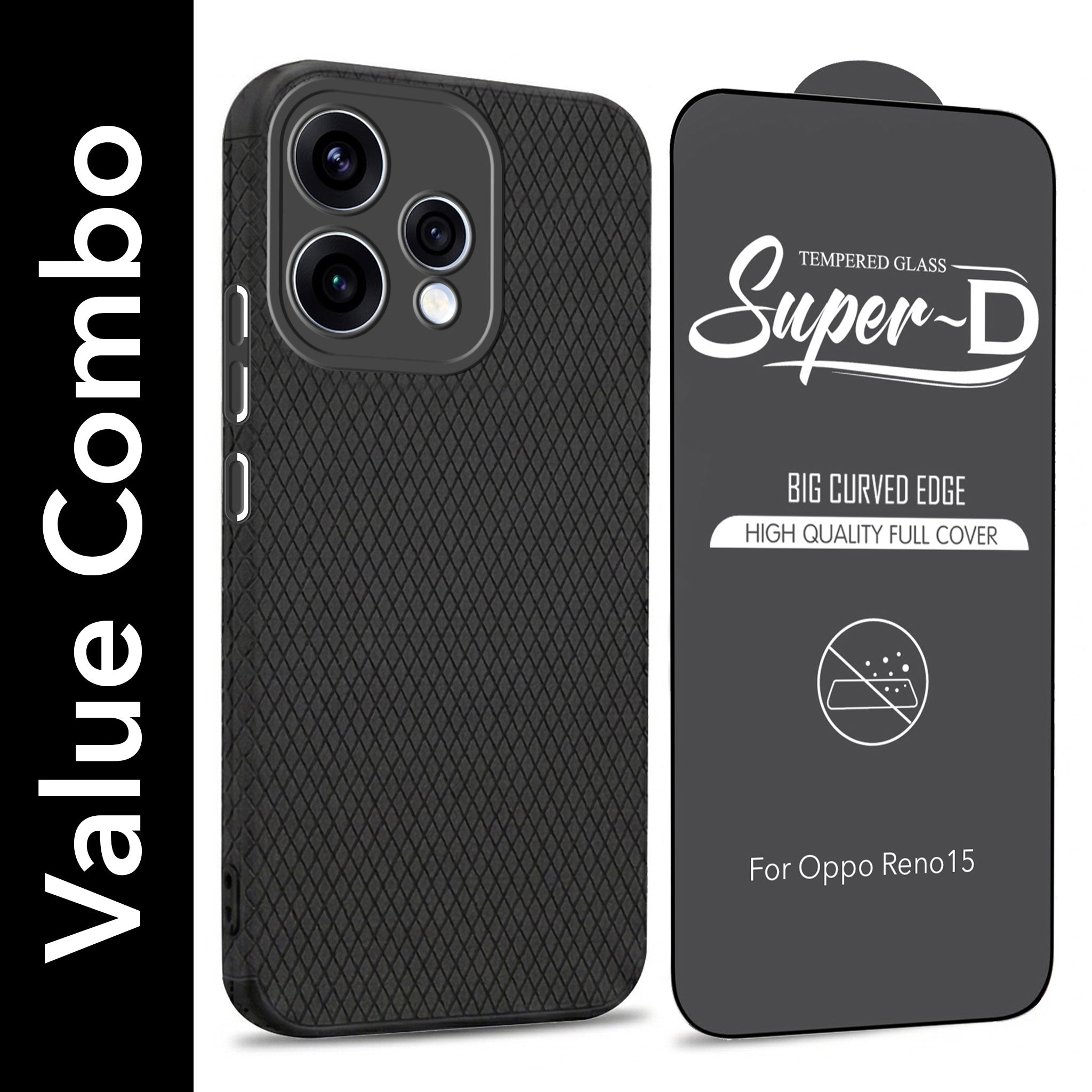 For Oppo Reno15 5G | Oppo Reno 15 5G Combo with Back Cover and 9H Tempered Glass (Liquid Silicone | Camera Protection | Oleophobic Coating Screen Glass)