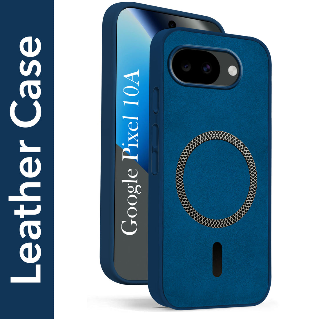 For Google Pixel 10a Back Cover Case Leather Finish (MagSafe Compatible Wireless Charging | Soft Touch | Camera Bump Protection)