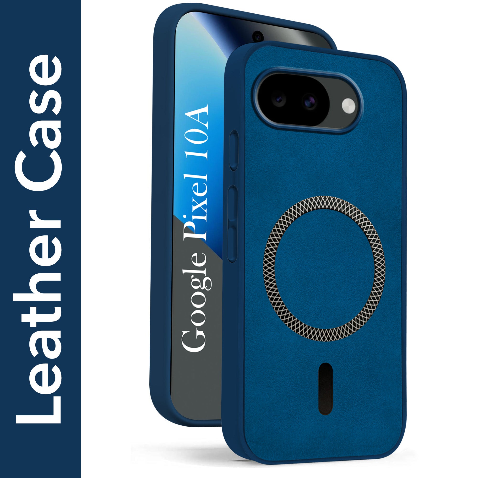 For Google Pixel 10a Back Cover Case Leather Finish (MagSafe Compatible Wireless Charging | Soft Touch | Camera Bump Protection)