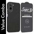 For Poco C81 5G Combo with Back Cover and 9H Tempered Glass (Liquid Silicone | Camera Protection | Oleophobic Coating Screen Glass)