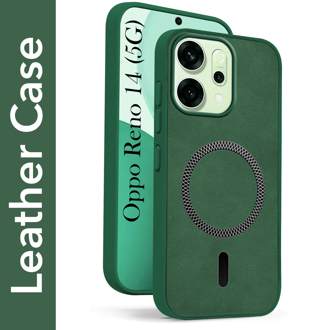 For Oppo Reno14 5G | Oppo Reno 14 5G Back Cover Case Leather Finish (MagSafe Compatible Wireless Charging | Soft Touch | Camera Bump Protection)