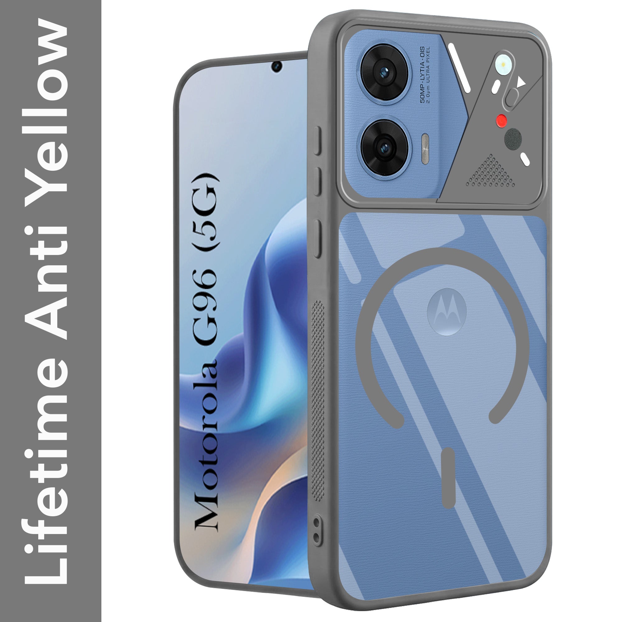 For Motorola Moto G96 Back Cover Case Lifetime Anti-Yellow Clear (Camera Protection | Side Grip | Wireless MagSafe Compatible) (Copy)