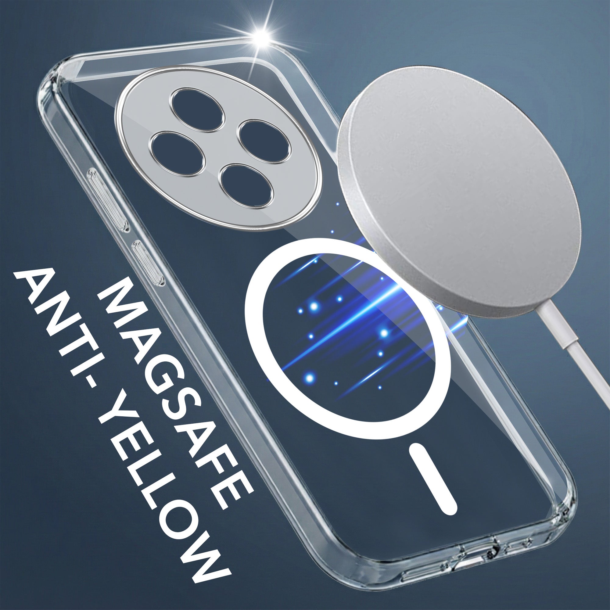For Oppo Reno 12F Back Cover Case Lifetime Anti-Yellow MagSafe Compatible Clear (Sleek Hard Crystal | Shockproof and Camera Protection)