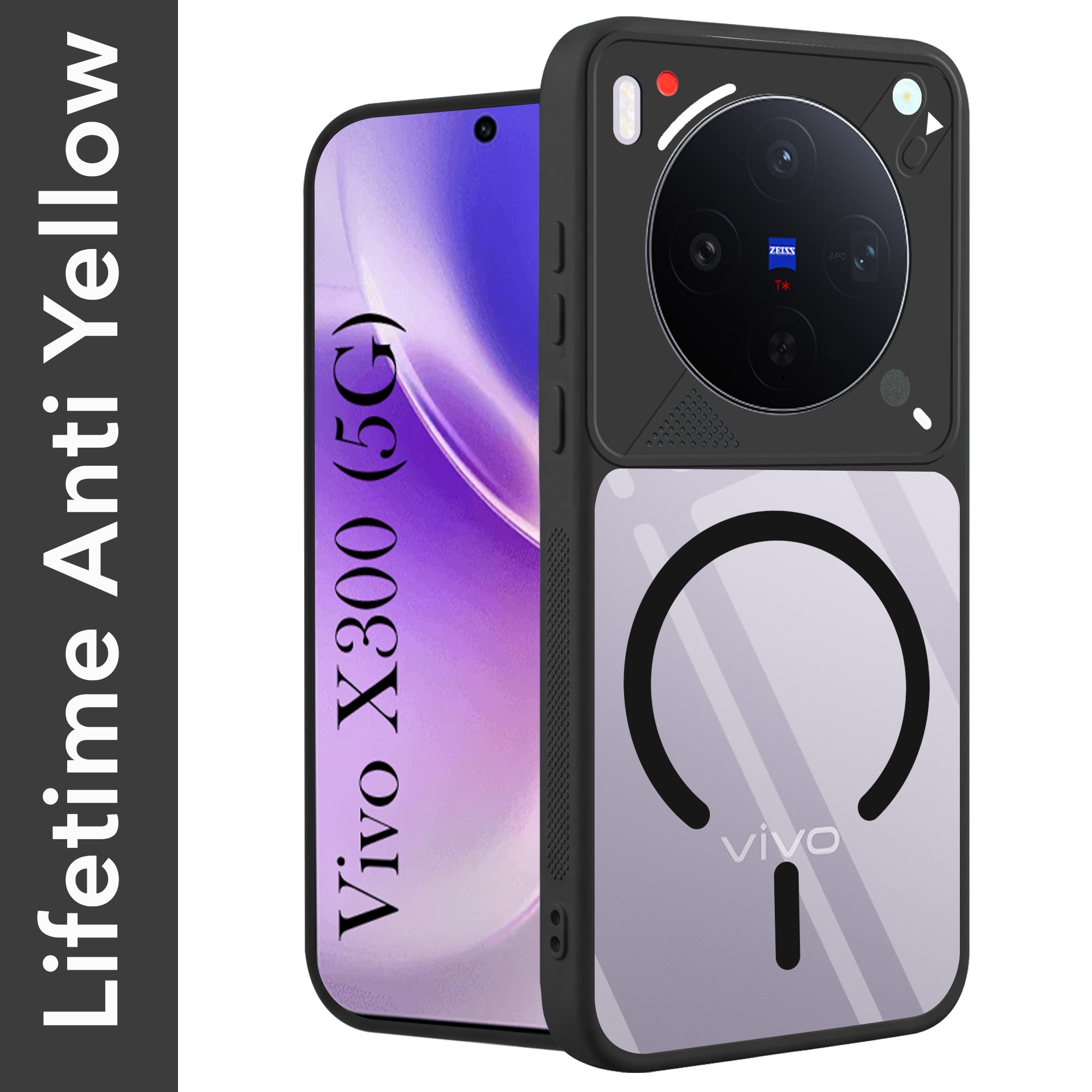 For Vivo X300 5G Back Cover Case Lifetime Anti-Yellow Clear (Camera Protection | Side Grip | Wireless MagSafe Compatible)
