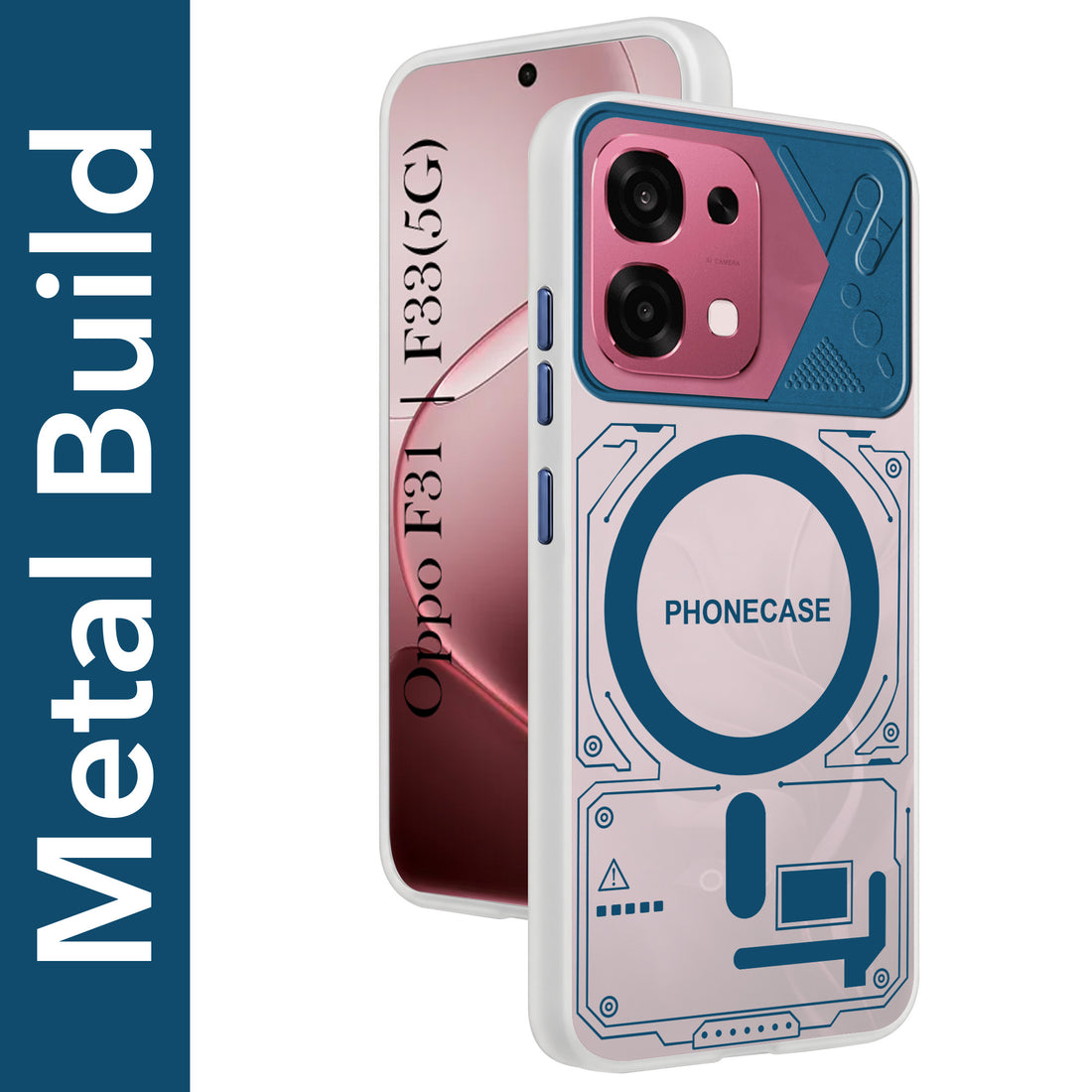 For Oppo F31 5G | Oppo F33 5G Metallic Back Cover Case (Metallic Camera Protection & Buttons | Translucent Milky Shade | Hard Polycarbonate)