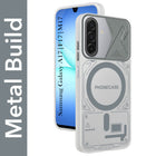 For Samsung Galaxy A17 | Samsung F17 | Samsung M17 5G Metallic Back Cover Case (Metallic Camera Protection & Buttons | Translucent Milky Shade | Hard Polycarbonate)
