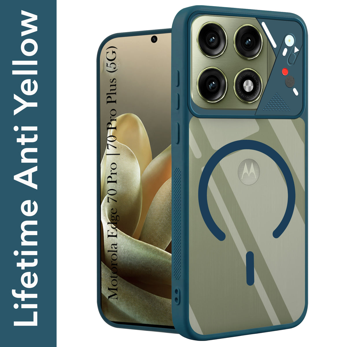 For Motorola Edge 70 Pro |  Motorola Edge 70 Pro Plus Back Cover Case Lifetime Anti-Yellow Clear (Camera Protection | Side Grip | Wireless MagSafe Compatible)