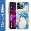For Apple iPhone 13 Pro Back Cover Case (Luxury Floral Glitter Cute Butterfly | Diamond Studded Camera Bump | Girls & Women Design)
