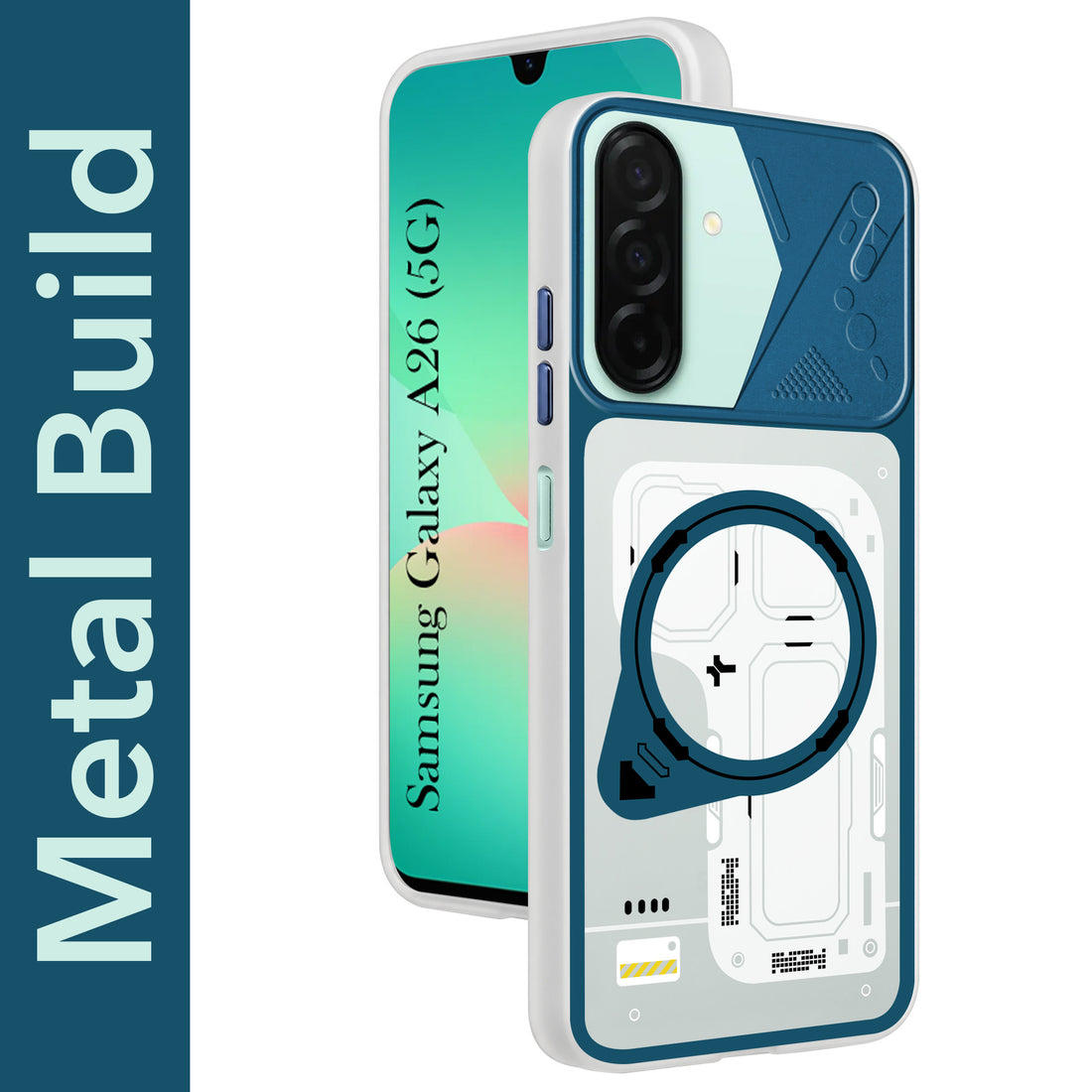 For Samsung Galaxy A26 5G Metallic Back Cover Case (Metallic Camera Protection & Buttons | Translucent Milky Shade | Hard Polycarbonate)
