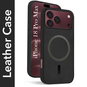 For Apple iPhone 18 Pro Max Back Cover Case Leather Finish (MagSafe Compatible Wireless Charging | Soft Touch | Camera Bump Protection)