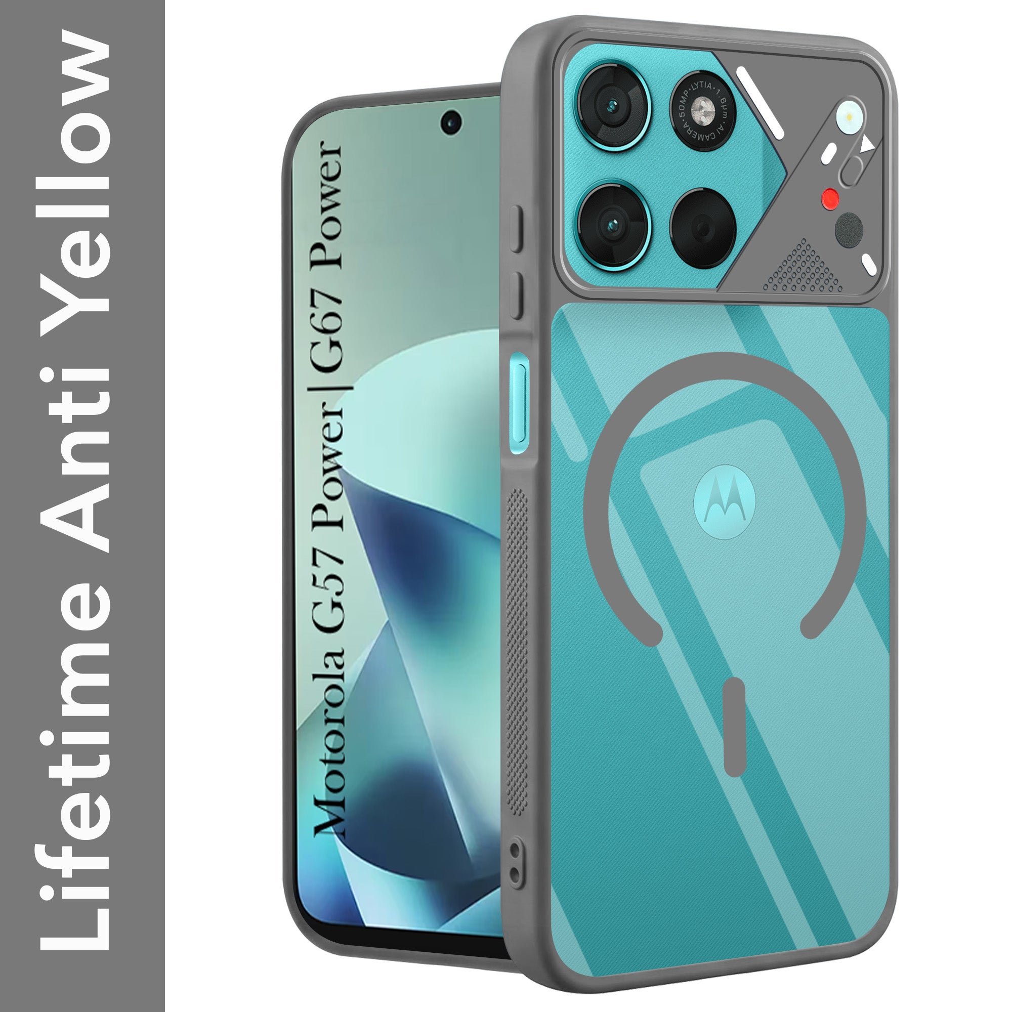 For Motorola Moto G67 Power | G57 Power Back Cover Case Lifetime Anti-Yellow Clear (Camera Protection | Side Grip | Wireless MagSafe Compatible)