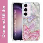 For Samsung Galaxy S23 5G Back Cover Case (Luxury Floral Glitter Cute Butterfly | Diamond Studded Camera Bump | Girls & Women Design)