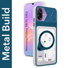 For Samsung Galaxy M17e Metallic Back Cover Case (Metallic Camera Protection & Buttons | Translucent Milky Shade | Hard Polycarbonate)
