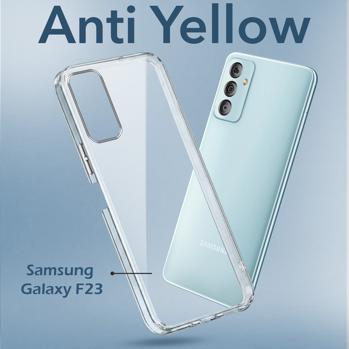 For Samsung Galaxy F23 5G Back Cover Case Lifetime Anti-Yellow Clear (Sleek Hard Crystal | Shockproof and Camera Protection)