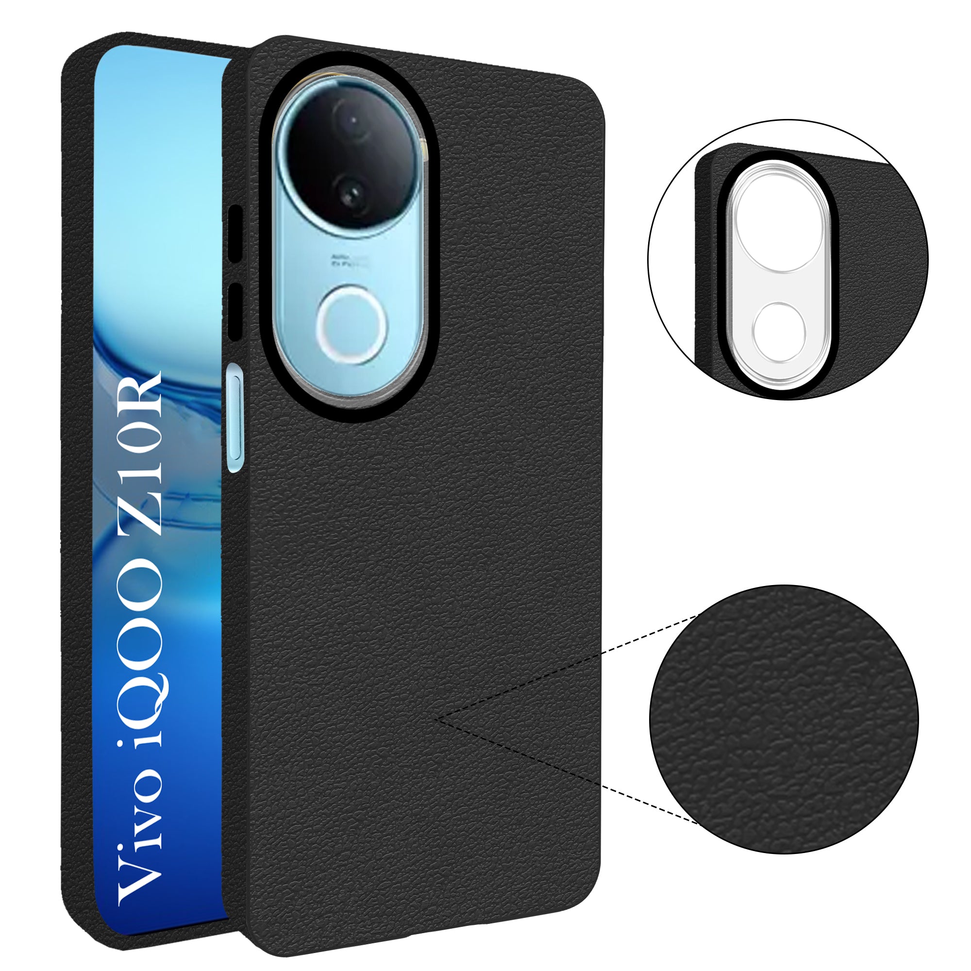 For Vivo iQOO Z10R Back Cover Case (Glass Like Camera Protection | Leather Feel | Minimalist Professional Grip)
