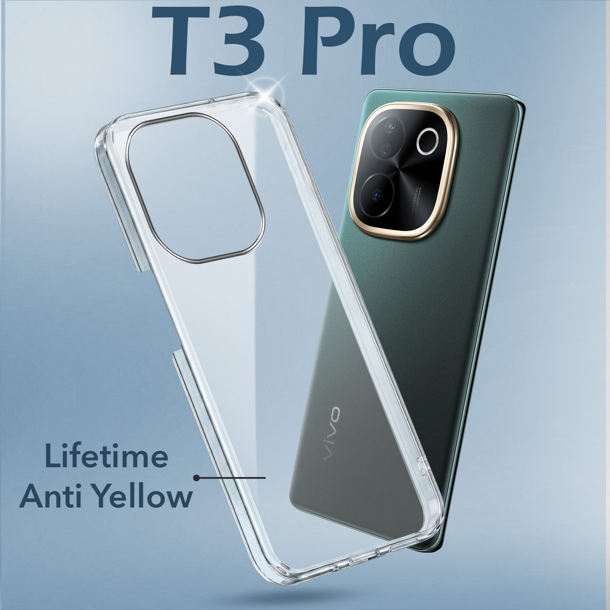 For Vivo T3 Pro Back Cover (Hard Anti Yellow Clear Case | Drop & Camera Protection | Shockproof Polycarbonate)