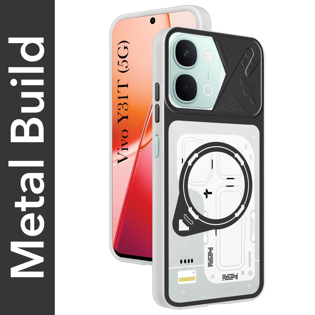 For Vivo Y31T 5G Metallic Back Cover Case (Metallic Camera Protection & Buttons | Translucent Milky Shade | Hard Polycarbonate)