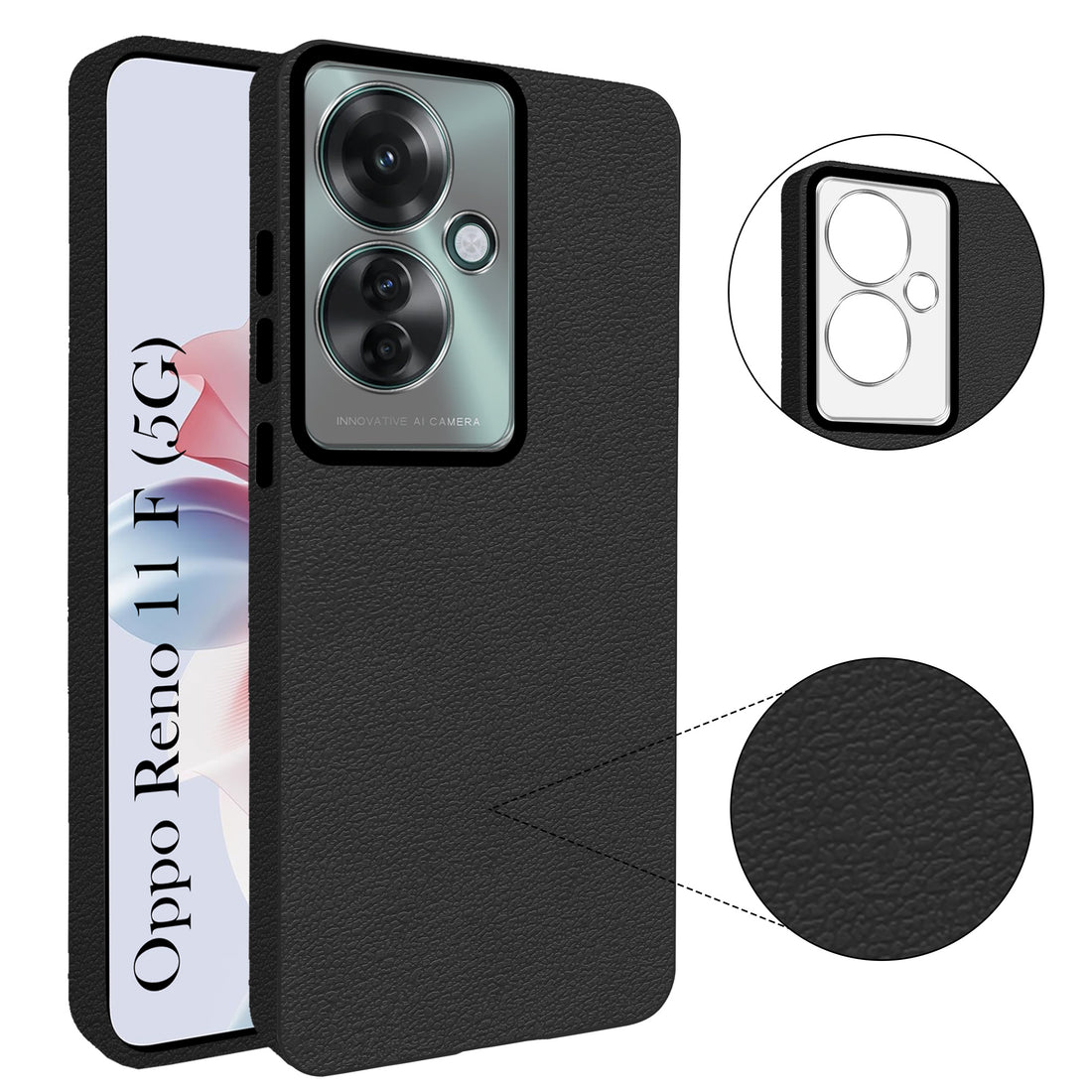 For Oppo Reno11 F 5G | Oppo Reno 11F 5G Back Cover Case (Glass Like Camera Protection | Leather Feel | Minimalist Professional Grip)