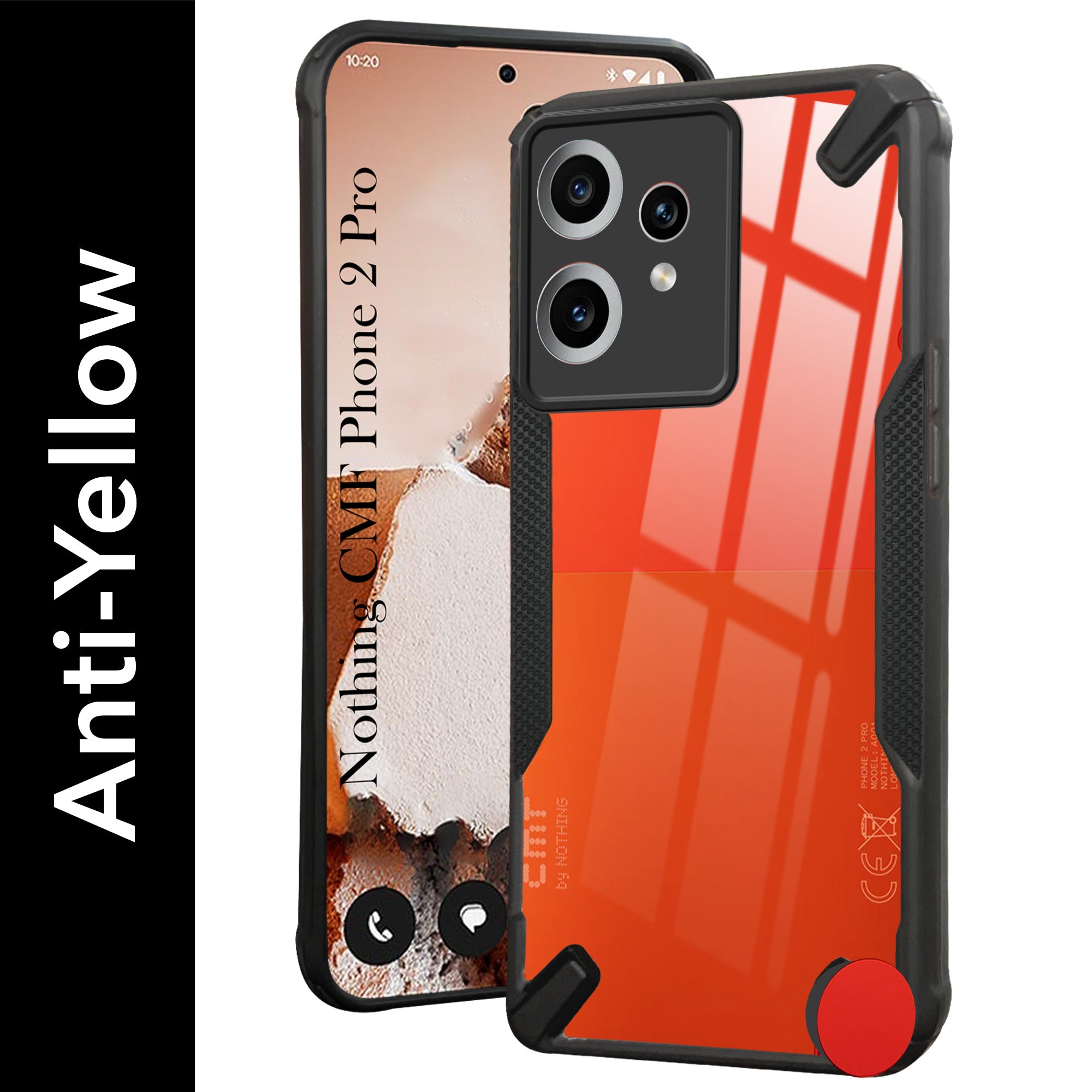 For Nothing CMF Phone 2 Pro Back Cover Case (Hybrid Crystal | Ultimate Shockproof Bumpers | Anti Yellow | Rugged Armor | Black )