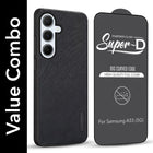For Samsung Galaxy A55 5G Combo with Back Cover and 9H Tempered Glass (Textured Grip Design | Micro-Fiber Cloth Inside | Oleophobic Coating Screen Glass)