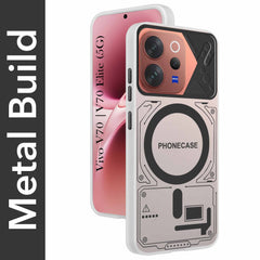 For Vivo V70 | Vivo V70 Elite 5G Metallic Back Cover Case (Metallic Camera Protection & Buttons | Translucent Milky Shade | Hard Polycarbonate)