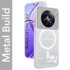 For Realme 12 | Realme 12X Metallic Back Cover Case (Metallic Camera Protection & Buttons | Translucent Milky Shade | Hard Polycarbonate)