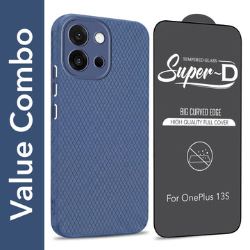 For OnePlus 13S Combo with Back Cover and 9H Tempered Glass (Lifetime Anti-Yellow | Crystal Clear Shockproof | Oleophobic Coating Screen Glass)