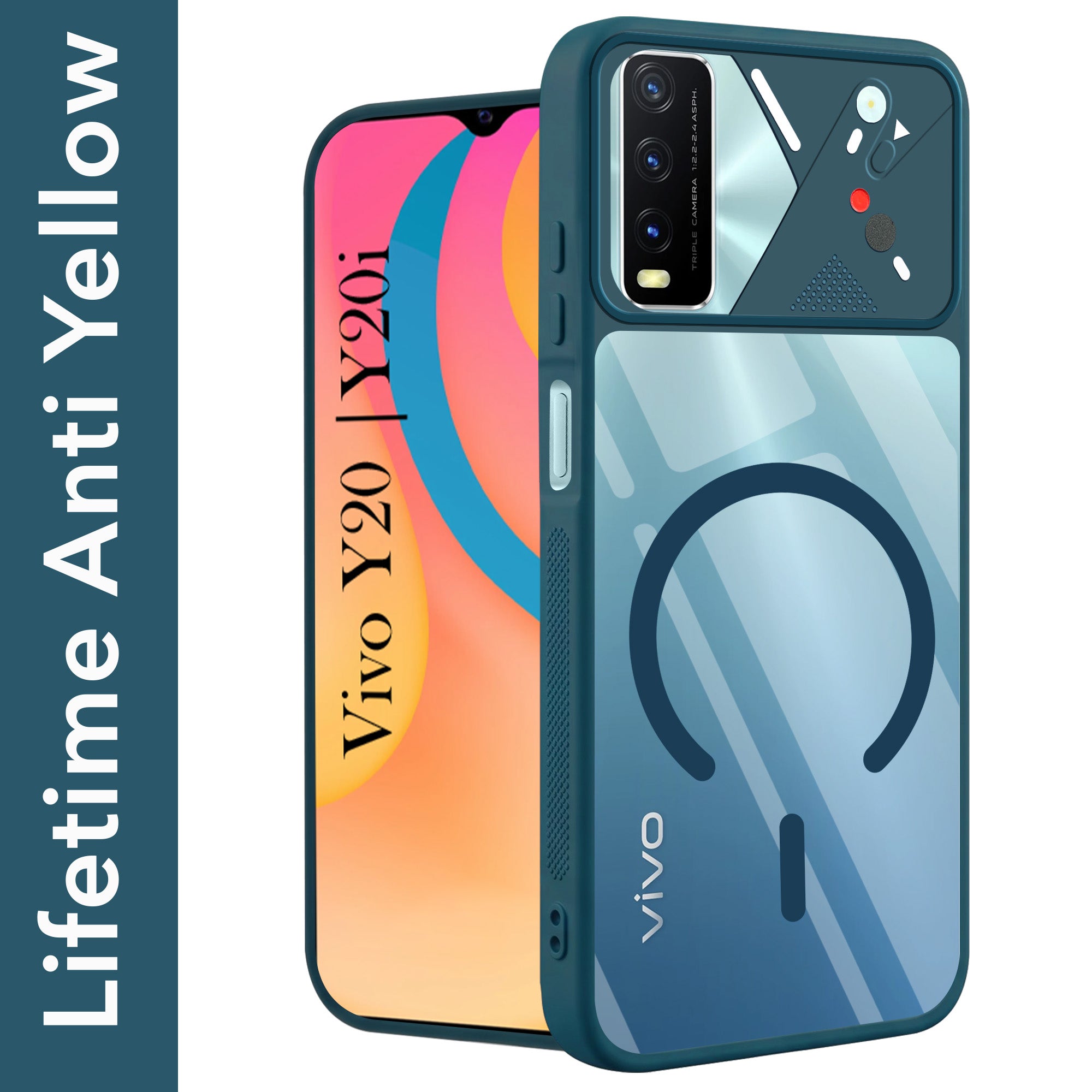 For Vivo Y20 | Y20i Back Cover Case Lifetime Anti-Yellow Clear (Camera Protection | Side Grip | Wireless MagSafe Compatible)