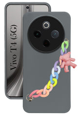 For Vivo T4 Back Cover Case ( Wrist Hanging Chain | Teddy Bracelet Charms | Dual Color Matte Finish | Full Camera Protection | Sleek and Professional)