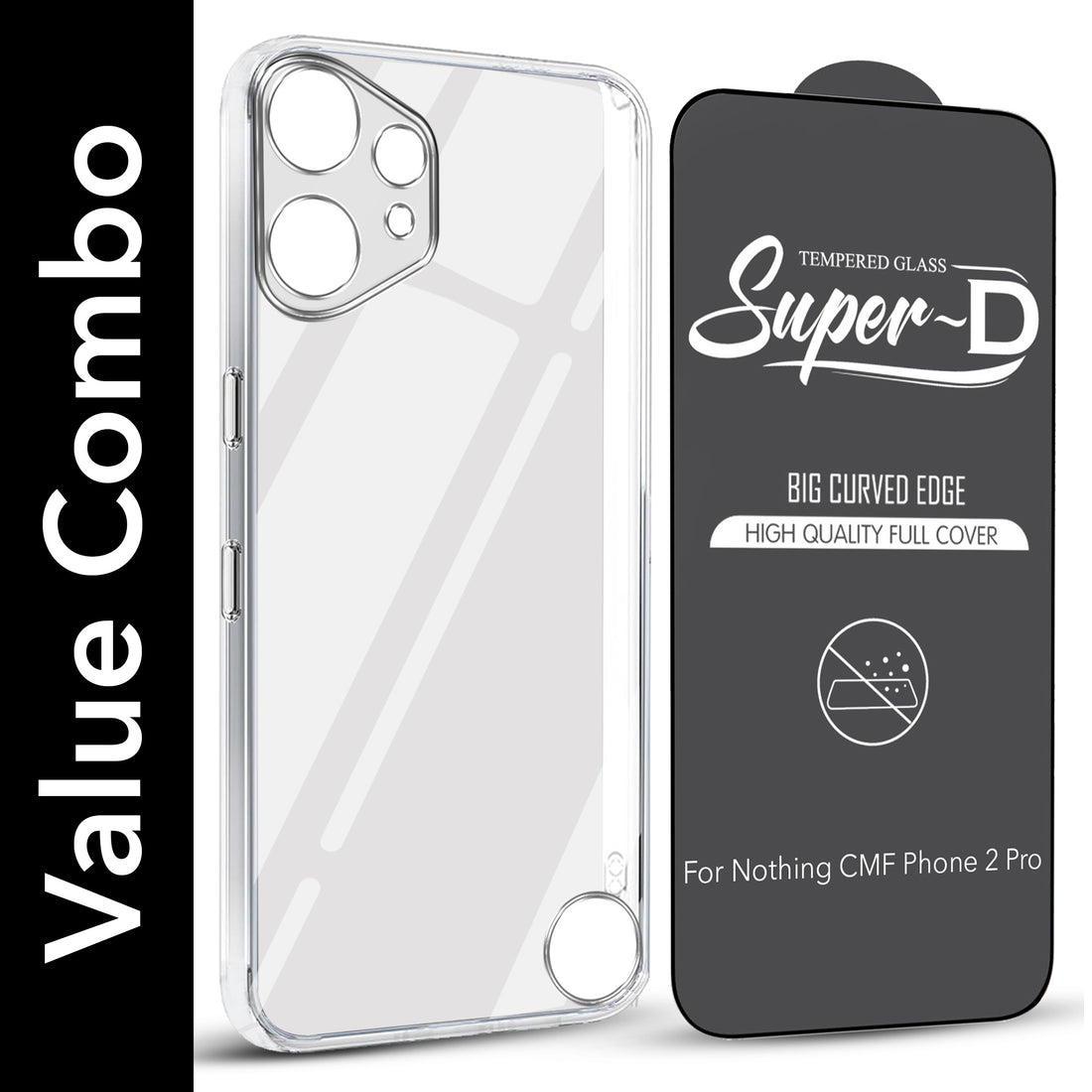 For Nothing CMF Phone 2 Pro Combo with Back Cover and 9H Tempered Glass (Lifetime Anti-Yellow | Sleek Hard Crystal | Oleophobic Coating Screen Glass)