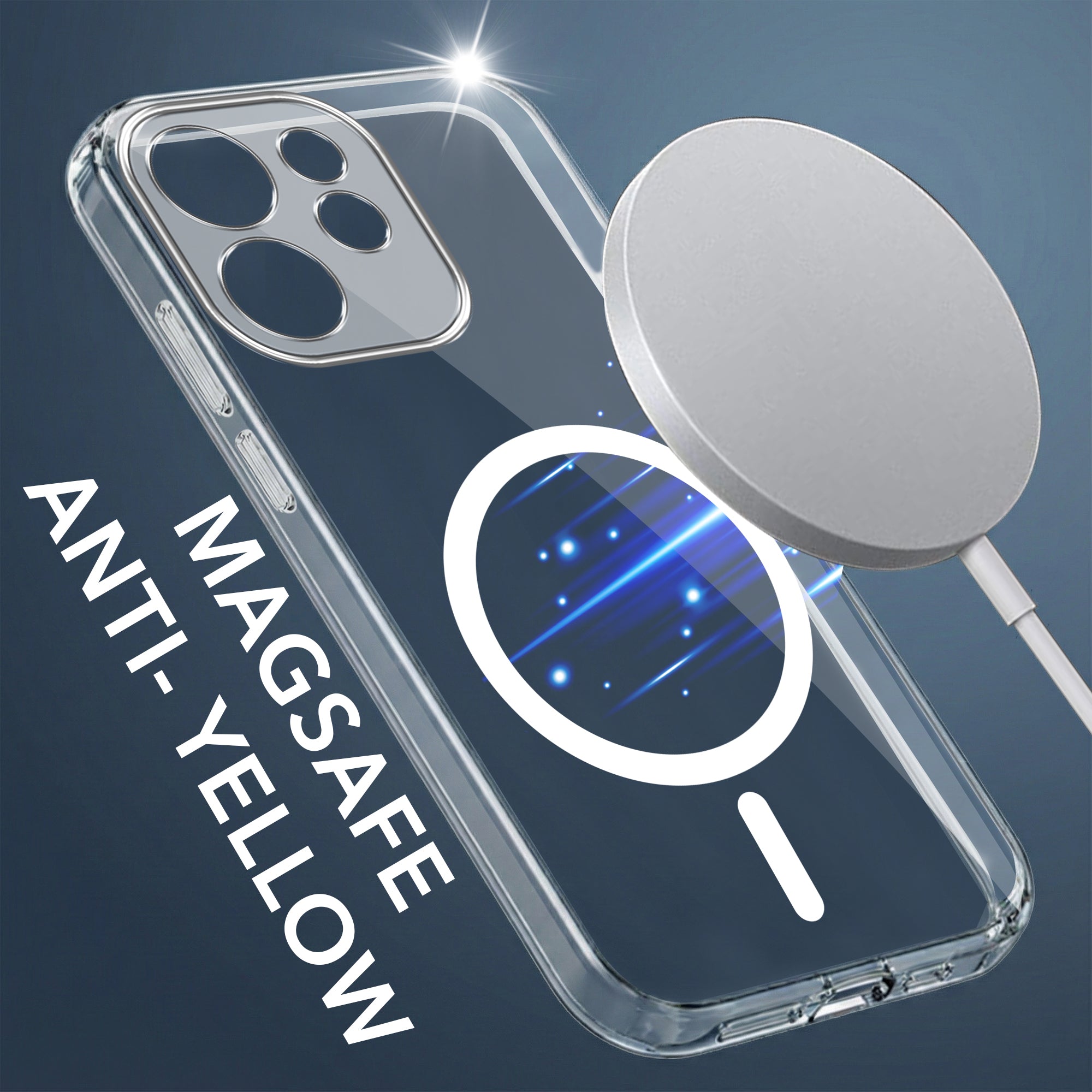 For Oppo Reno 15c Back Cover Case Lifetime Anti-Yellow MagSafe Compatible Clear (Sleek Hard Crystal | Shockproof and Camera Protection)