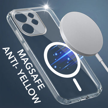 For Oppo Reno 15c Back Cover Case Lifetime Anti-Yellow MagSafe Compatible Clear (Sleek Hard Crystal | Shockproof and Camera Protection)