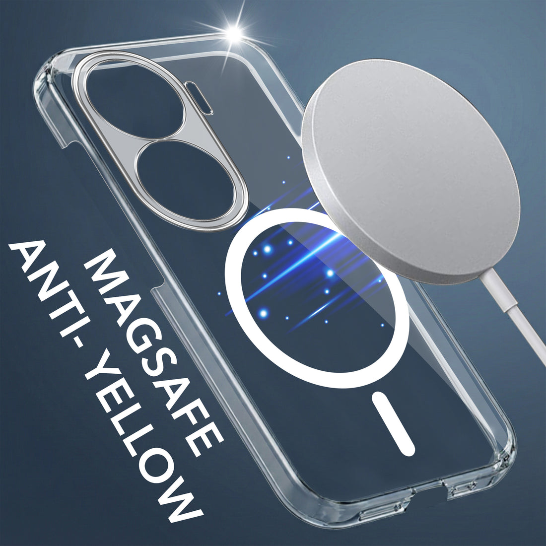 For Oppo Reno11 Pro 5G Back Cover Case Lifetime Anti-Yellow MagSafe Compatible Clear (Sleek Hard Crystal | Shockproof and Camera Protection)