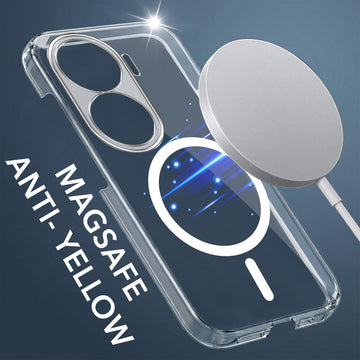 For Oppo Reno11 Pro 5G Back Cover Case Lifetime Anti-Yellow MagSafe Compatible Clear (Sleek Hard Crystal | Shockproof and Camera Protection)