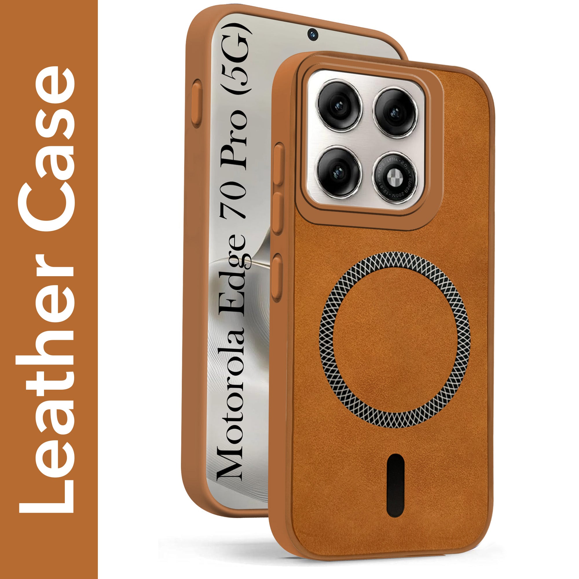 For Motorola Moto Edge 70 Pro Back Cover Case Leather Finish (MagSafe Compatible Wireless Charging | Soft Touch | Camera Bump Protection)